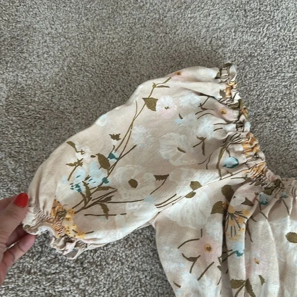 SPARTINA Audrey Linen Romper Babbie's Store Poppies Floral Puff Sleeve Romper Sm - Picture 9 of 10